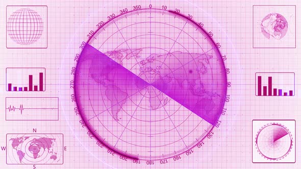 Pink Color Searching Radar Hud Screen Animation White Background