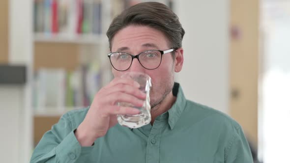 Middle Aged Man Having Toothache While Drinking Water