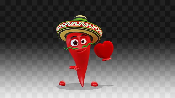 Chili Pepper Is Dancing With A Heart