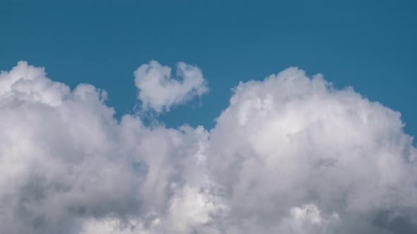 Clouds Flying in Blue Sky, Timelapse.