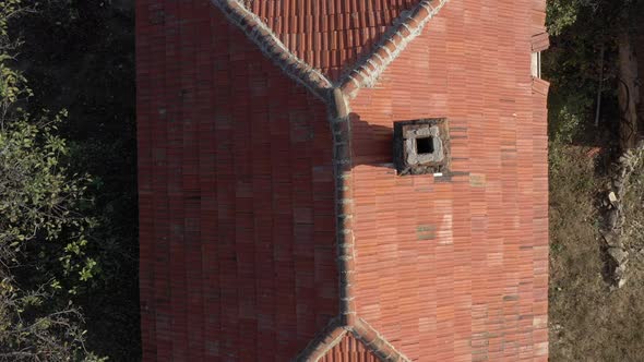 Eastern Serbian roof on old house 4K aerial footage