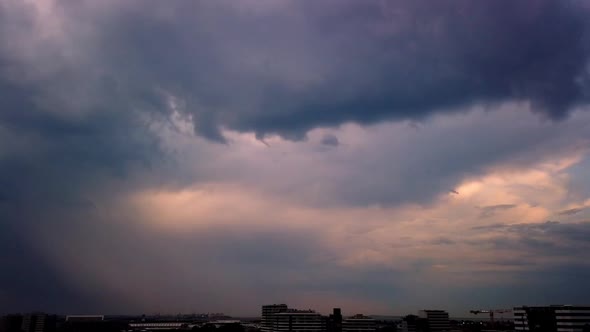 Heavy. thick and powerful scary dark cloud fasting timelapse. Moment before severe thunderstorm weat