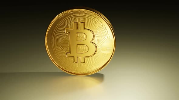Golden bitcoin coin spin