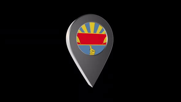 3d Animation Map Navigation Pointer With Flag Of Harare (Zimbabwe) With Alpha Channel - 2K