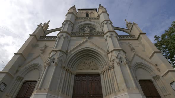 Low angle of the Basilique Notre-Dame, Geneva