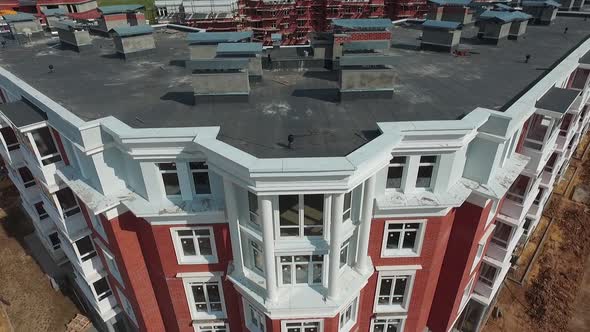 the construction of a new ,modern residential complex aerial view