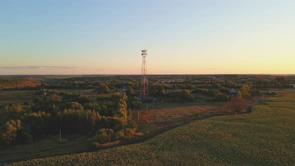 Telecommunication Antenna receiver on cell phone tower with 5G base