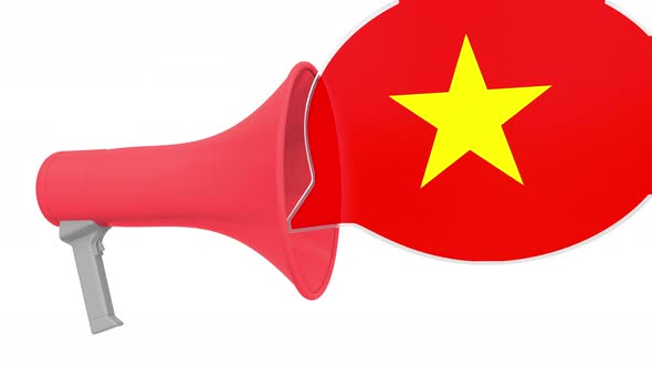 Megaphone and Flag of Vietnam on the Speech Bubble