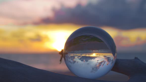 Crystal Ball On The Timber In Sweet Sunset
