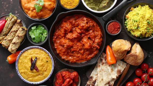 Various Indian Dishes on a Table