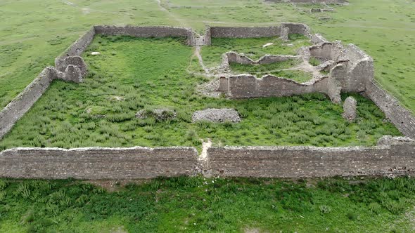 Ruins of Ancient City, Building and Wall From Ancient Times in Treeless Vast Plain