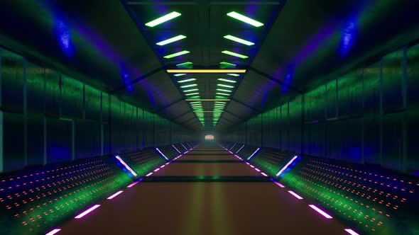 3d Neon Tunnel for Game Design.