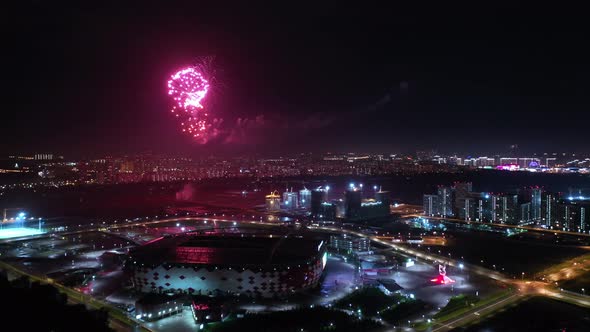 Festive Fireworks over the Night City