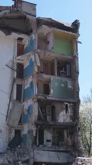 Vertical Video of a Destroyed Building in Borodyanka Ukraine