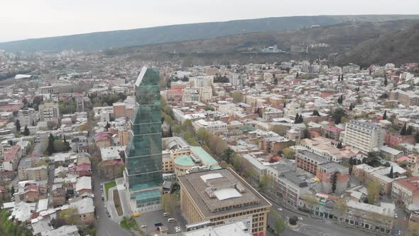 Flying over Shota Rustaveli Avenue, Tbilisi, Georgia 2020 april