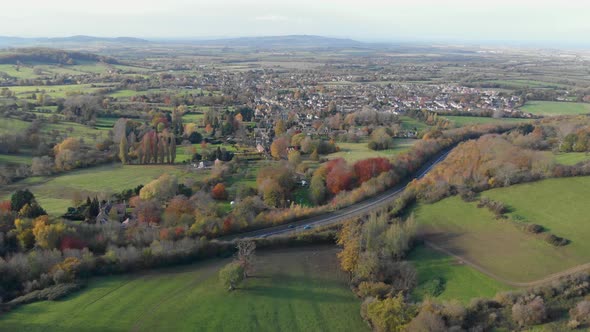 Broadway Village Cotswolds Aerial Autumn Landscape