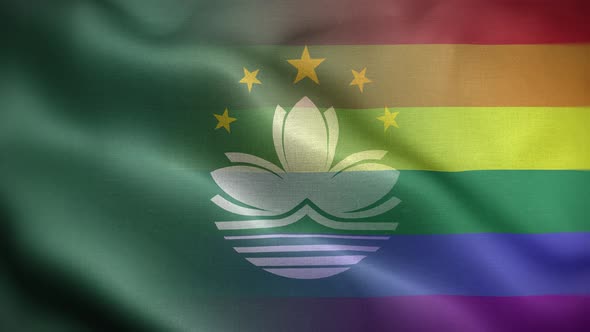 LGBT Macau Flag Loop Background 4K