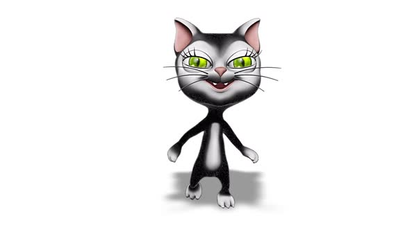 3D Kitty Cat Fun Dance  Looped on White