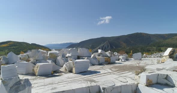 Marble Quarry site under The Blue Sky Huge Marble Blocks