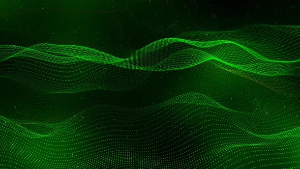 Green Color Technology Digital Particle Line Wave Background Animation