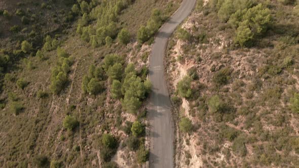 Aerial Tilt Up Shot of a Mountain Landscape in Spain