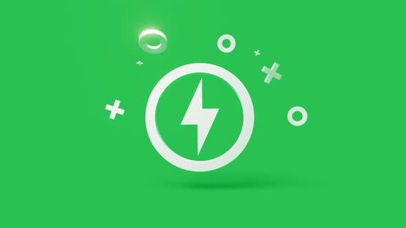 Green energy 3d icon on a simple green background 4k seamless animation loop
