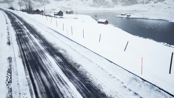 Winter Road on Lofoten Islands