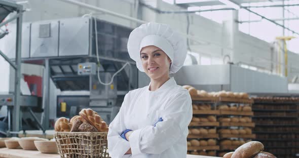 Portrait of a Smiling Large Beautiful Woman Baker