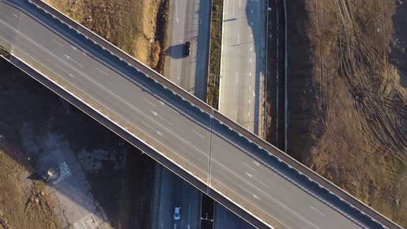 Cars on the overpass and highway