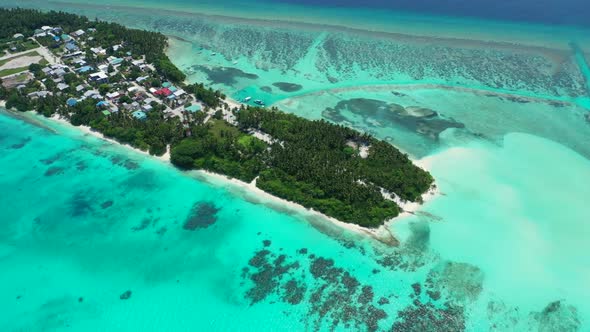 Aerial top view nature of luxury resort beach break by blue ocean with bright sandy background of a 