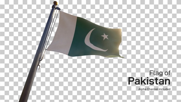 Pakistan Flag on a Flagpole with Alpha-Channel