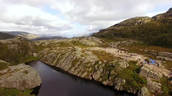 Aerial view of mountains lakes in summer