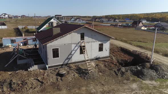 Aerial View of Construction Site with House of Panels. 03