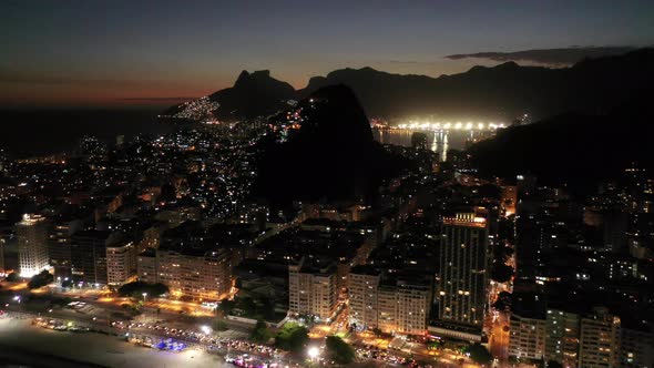 Night scape of Rio de Janeiro Brazil. International travel landmark.