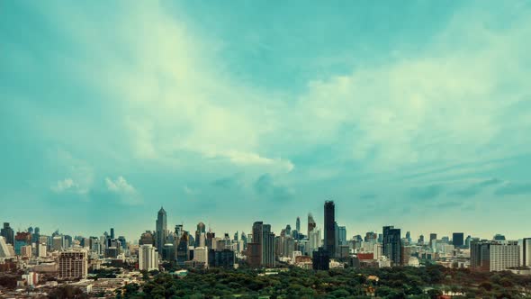 Time Lapse Cityscape and Highrise Buildings in Metropolis City Center