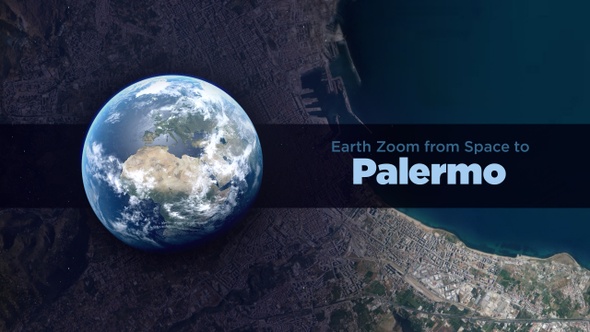 Palermo (Sicily, Italy) Earth Zoom to the City from Space