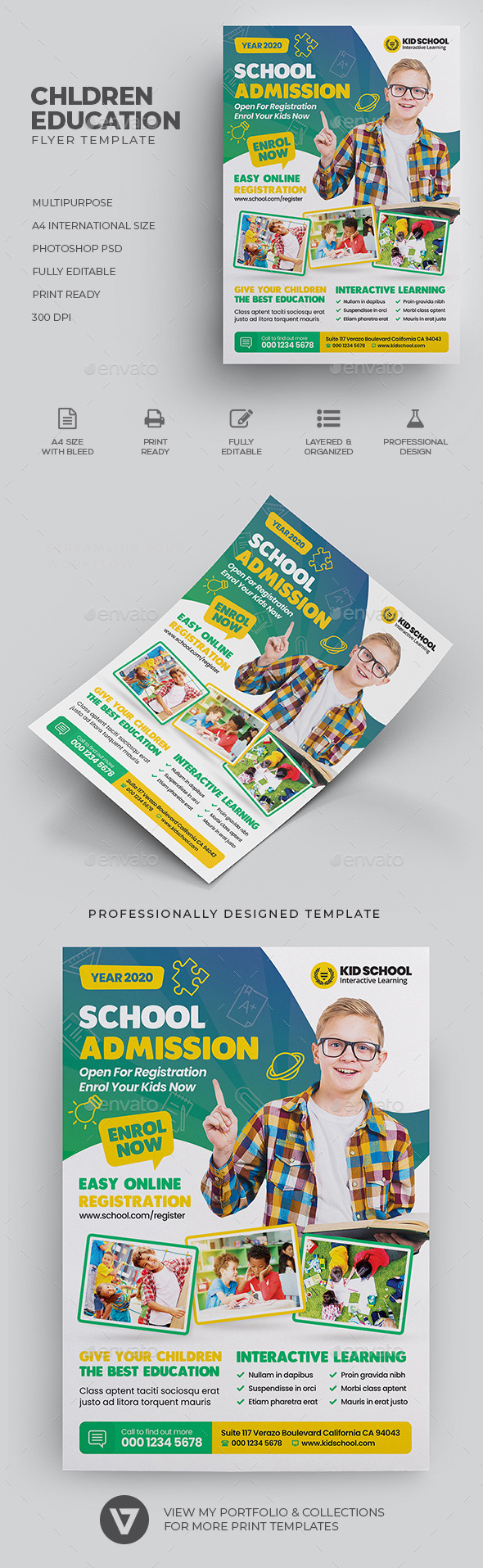 Kindergarten Flyer Graphics Designs Templates