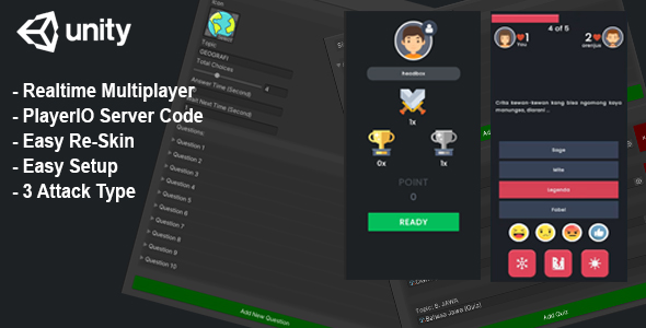(Unity) Trivia Quiz Realtime Multiplayer + Server Code - Player.IO