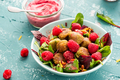 Healthy Falafel with Salad and Fresh Fruits in Colorful Bowl - PhotoDune Item for Sale