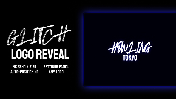 glitch logo reveal