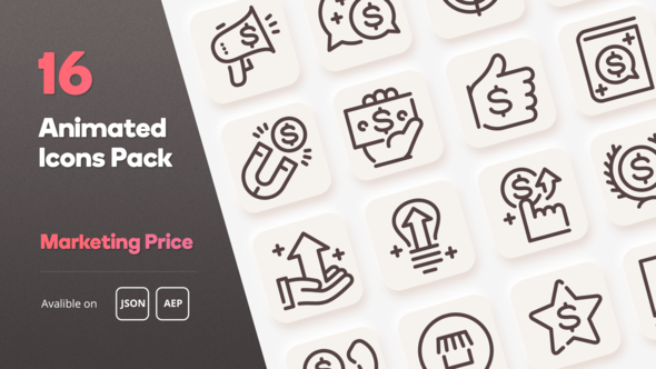 Marketing Price Animated Icons Pack - Lottie Json Animation SVG