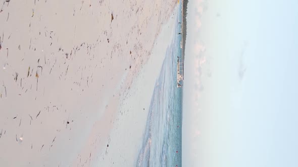 Vertical Video of the Coast of Zanzibar Island Tanzania Slow Motion