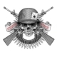 Skull Emblem in an Army Helmet with a Weapon - GraphicRiver Item for Sale