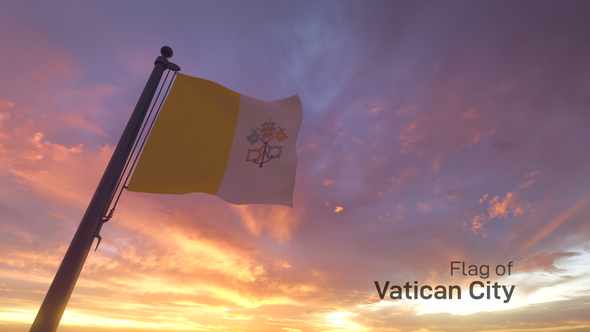 Vatican City Flag on a Flagpole V3