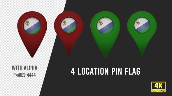 Lesotho Flag Location Pins Red And Green