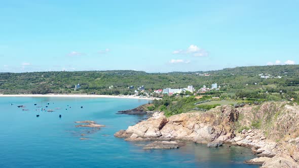 Aerial view of Da Dia beach. Ganh Da Dia - Giant “beehive” in Phu Yen sea