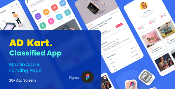 AdKart | Classified Ad Mobile App and Landing Page Figma Template