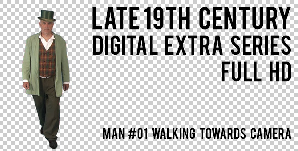 Late 19th Century Man 1 Walking Towards Camera