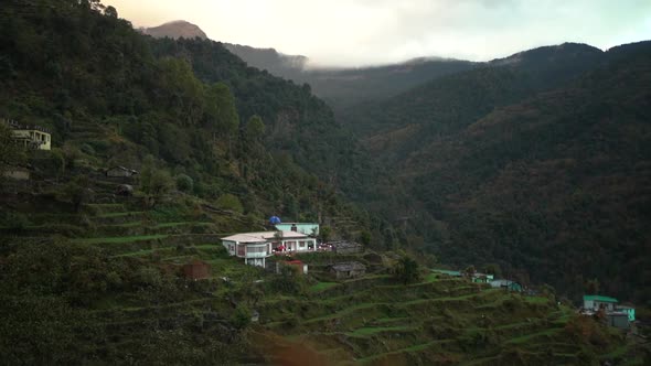 Aerial view of the beautiful village of India