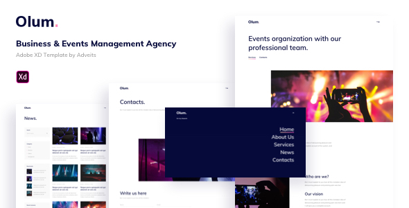 Olum - Business & Events Management Agency Adobe XD Template